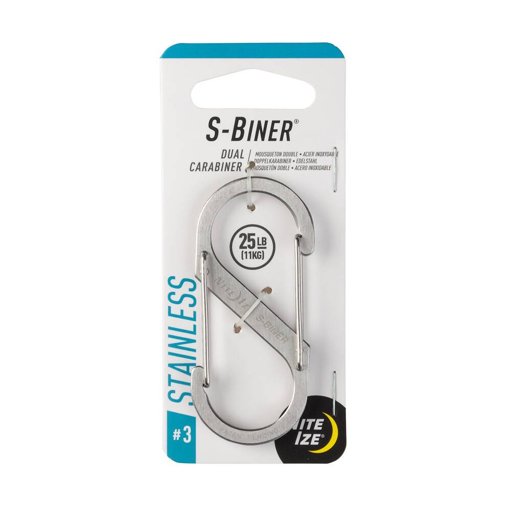 Nite Ize SB3-03-11 St?rrelse-3 S-Binder Dobbelt karabinhage rustfrit st?l
