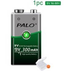 Palo 9v 6 f 22 ni-mh 9v laddningsbart batteri+smart batteriladdare för 1.2v aa aaa nimh nicd batteri för 9v laddningsbara batterier - 1st