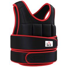 20 Kg træningsvest vægtvest med dobbelte stropper justerbar styrketræning fitness oxford metal sand sort+rød 60 x 50 cm