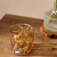 Kreativ asymmetrisk glasmugg, värmetålig dricksmugg för te, kaffe, mjölk, juice, lämplig för hemmet, köket, matsalen, vardagsrummet, idealisk present - Multifärgad (Brunt glas)