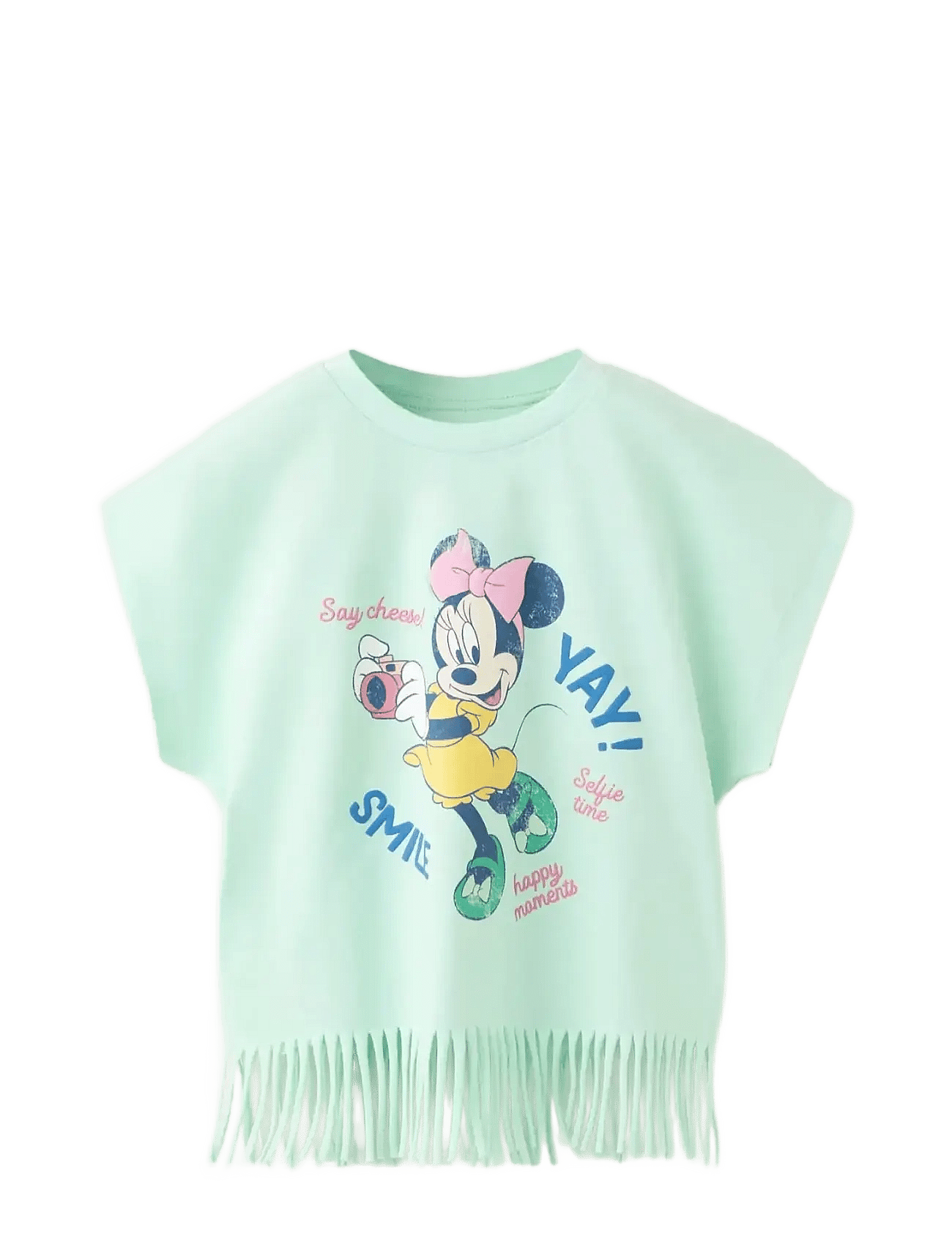 MANGO Minnie Mouse Fringed T-Shirt | Green | 104