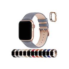 Fullmosa Kompatibelt Apple Watch-armband 38 mm, 40 mm, 41 mm, ersättningsarmband i läder, Apple Watch-ersättningsarmband för iWatch Series SE/7/6/5/4/3/2/1, spänne i grått+ roséguld, 38 mm/40 mm/41 mm
