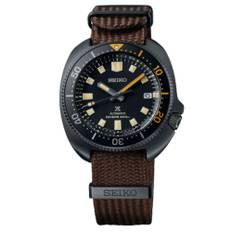 Seiko Prospex Black Series Heritage Collection 1970 Recreation Automatic Black Dial Brown Textile Strap Men's Watch SPB257J1