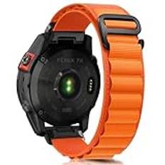 ZoRoll 26 mm QuickFit armband för Garmin Enduro 3/Garmin Fenix 8 51 mm/Fenix 7X/6X GPS/6X PRO, justerbar nylon G-krok ersättningsarmband för Garmin Fenix 5X Plus/Descent mk1 – orange