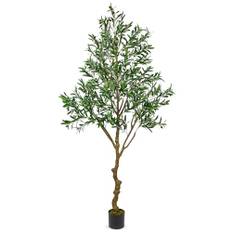 Oairse Konstgjort olivträd, 210 cm, konstgjord växt, konstgjorda växter, stora konstgjorda växter, artificiella växter, falska växter, krukväxter av plast, konstgjort träd som ser äkta ut, för