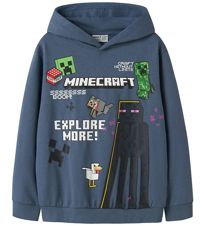 Name It Hættetrøje - NkmJu - Minecraft - Vintage Indigo - Name It - 11-12 år (146-152) - Hættetrøje