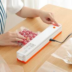 Electric Vacuum Sealer Machine For Food Storage With 10pcs Free Food Saver Bags Automatic Vacuum Sealer Packaging Machine 40KPa EU + 10 bags orange/vit