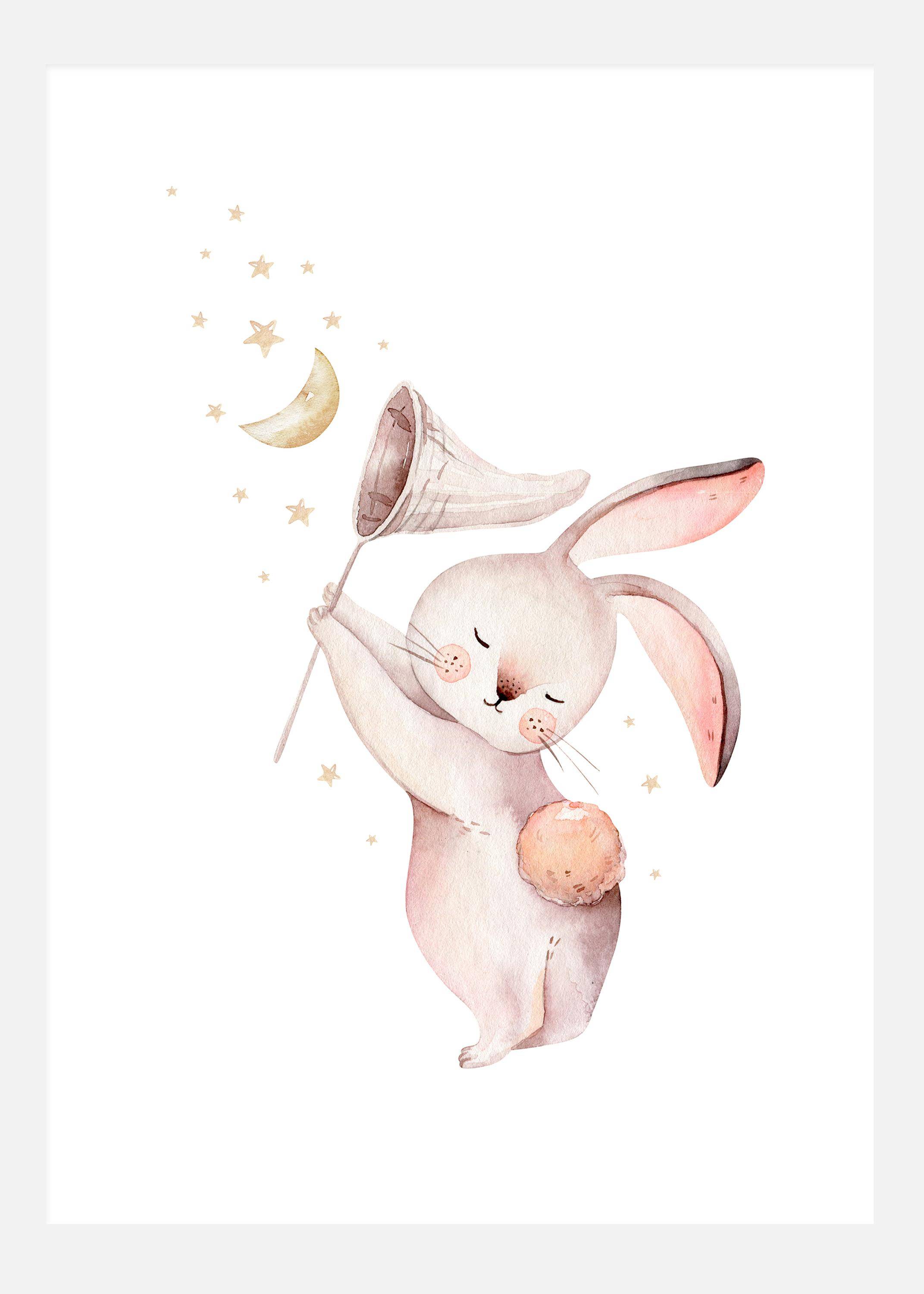 Rabbit Catches The Moon Canvastavla (70x100 cm)