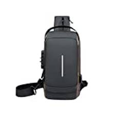 Aucuu Bröstväska med kodlås, vattentät axelväska med USB-laddningsport, stöldsäker crossbody-väska, axelväska för män och kvinnor, perfekt vid resor, vandring eller sport, Aschgold
