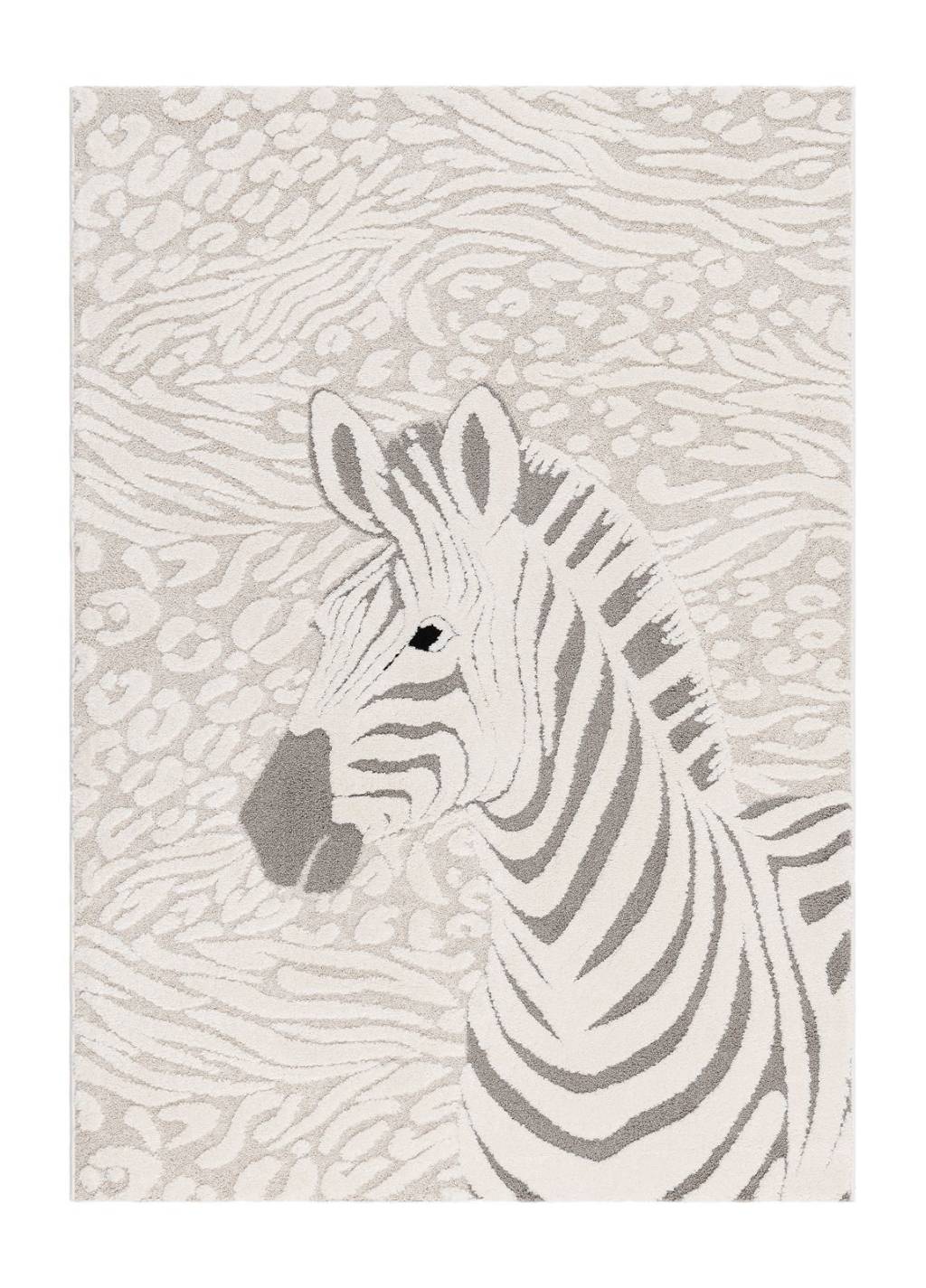 Genova Zebra Cream - Rund Barnmatta - 140 x 200 cm