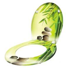YUENFONG toalettlock soft close toalettsits toalettsits med soft close toalettsits gjord av hårdplast antibakteriellt toalettlock gjord av duroplast u - Grön bambu