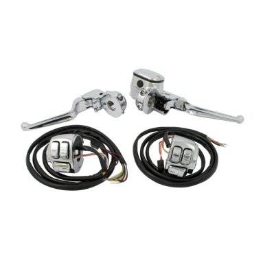 Handlebar control kit chrome 11/16" bore Chrome plated OEM style handlebar control kit