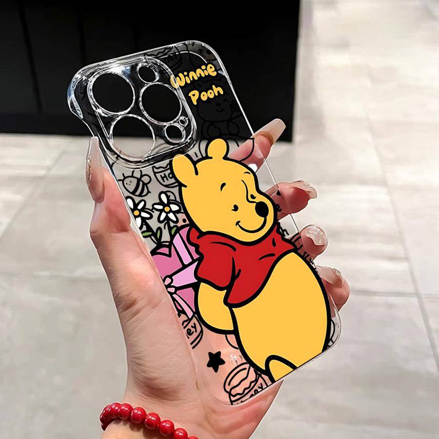 Winnie the Pooh Roligt Fodral för Apple iPhone 15 16 Pro Max 13 14 Plus 12 11 Pro plus Matt white