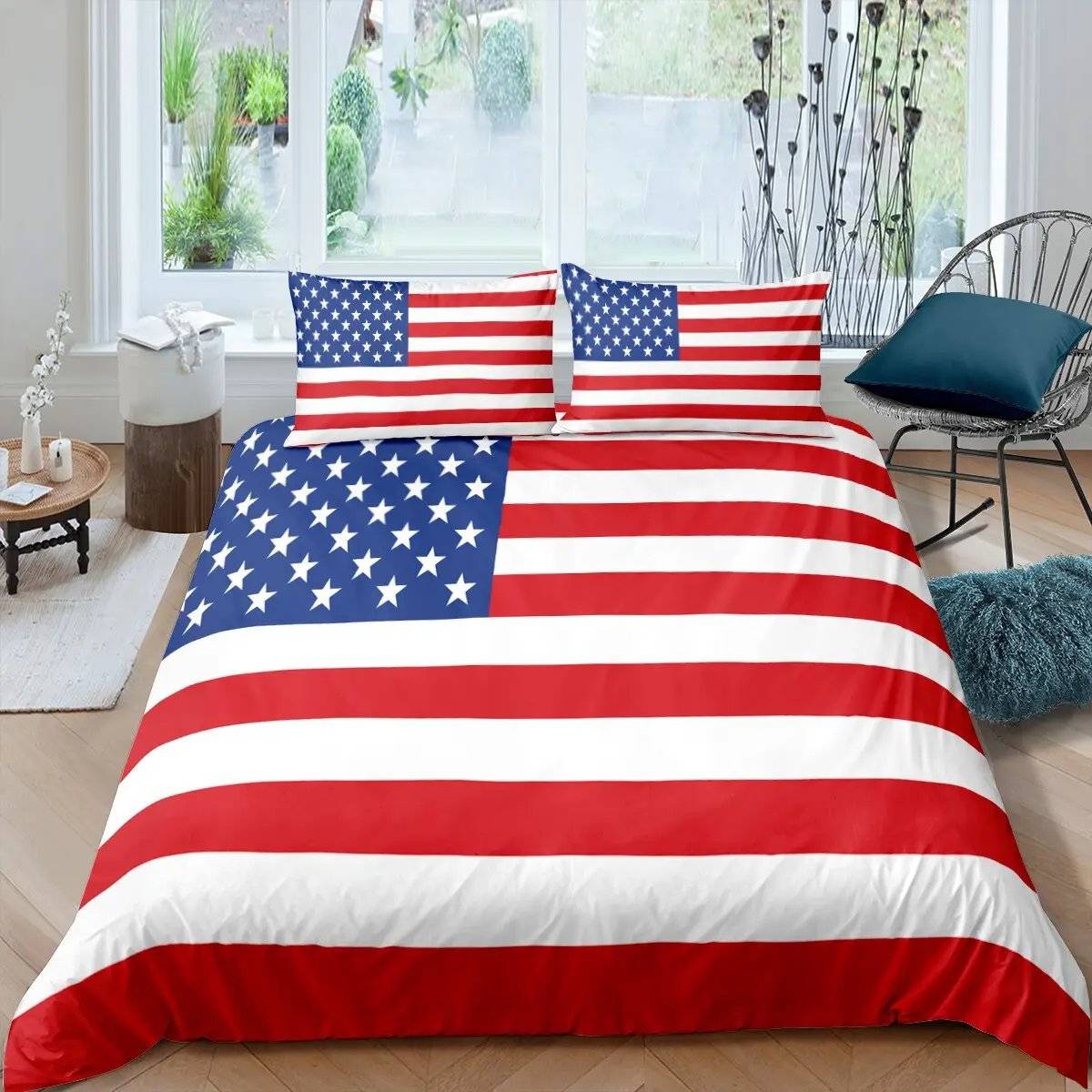 Påslakan med Amerikanska Flaggan Design, 228 x 264 cm
