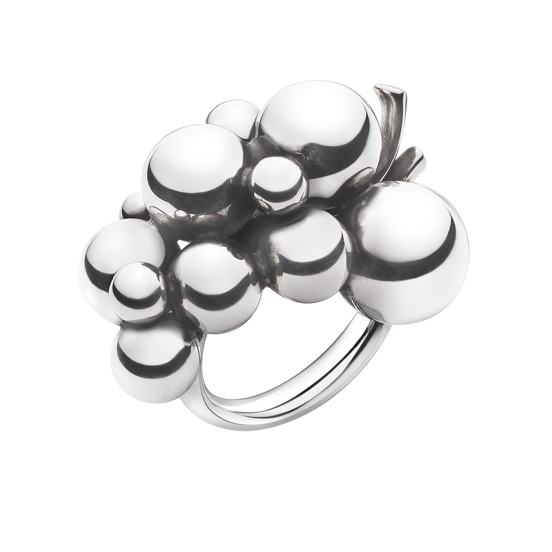 MOONLIGHT GRAPES ring, stor (str. 47), Georg Jensen, Oxideret sterlingsølv