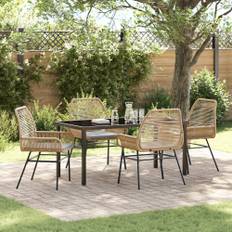 Trädgårdsmöbelset 5 pcs Brun konstrotting