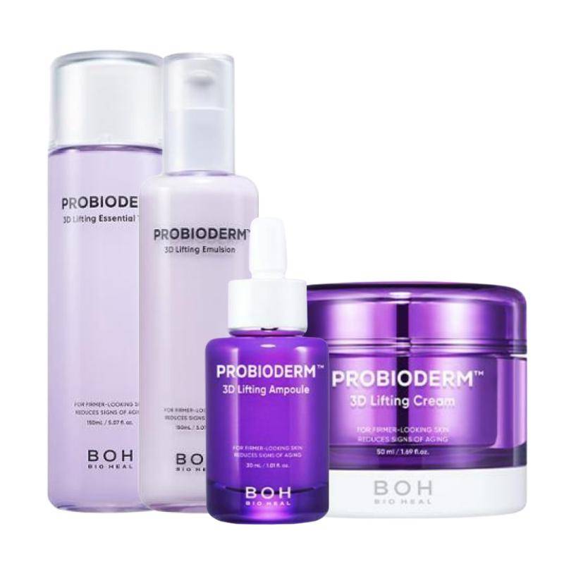 BIOHEAL BOH Probioderm 3D Lyftande 4-stegs Set (Essentiell Toner 150ml + Emulsion 150ml + Ampull 30ml + Kräm 50ml) Uppstramande och barriärreparerande
