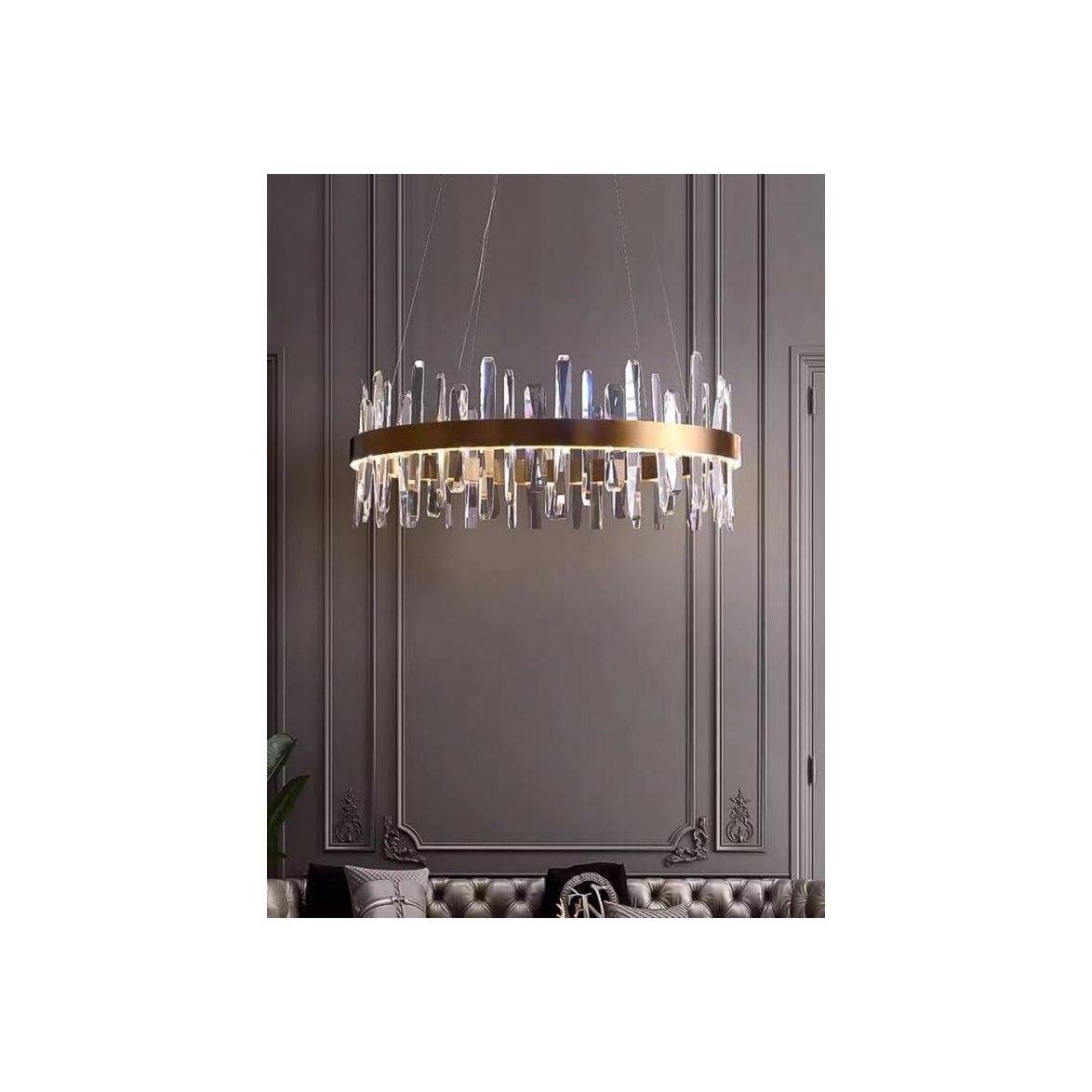 Norrsken Design Kristallkrona Istapp Rund Mässing 80cm