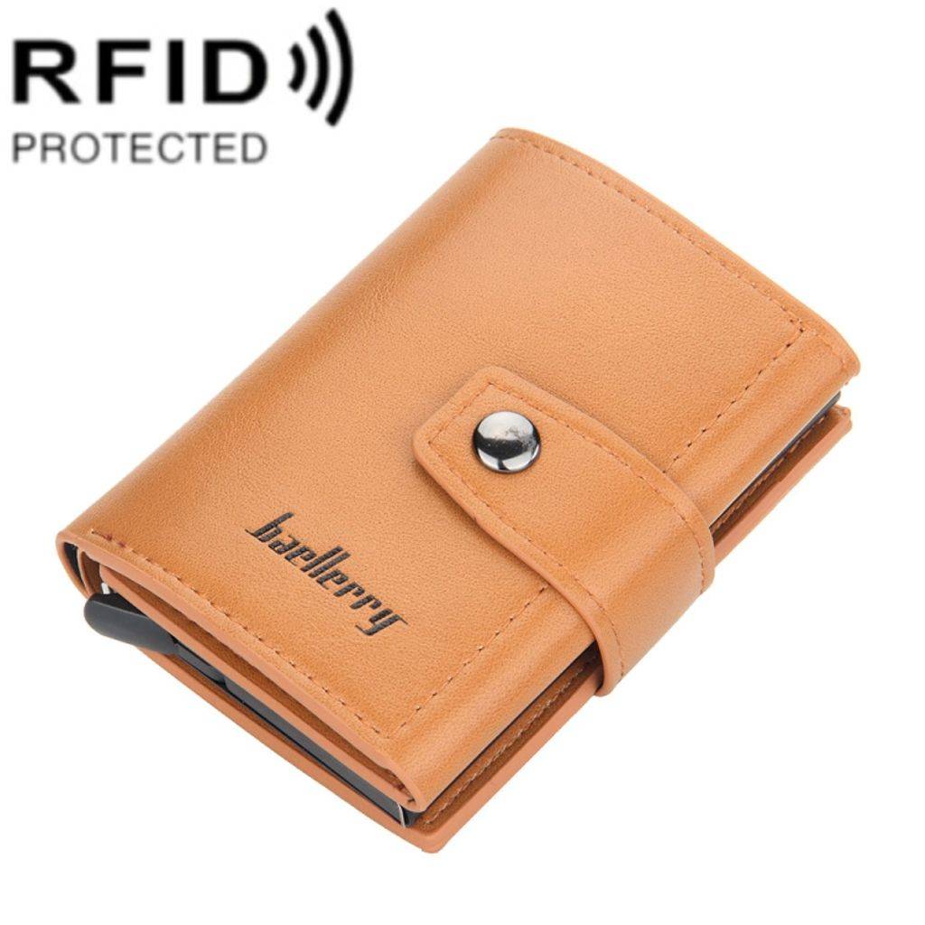 Baellerry RFID-metall korthållare med spänne – Ljusbrun