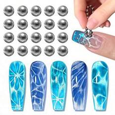 20/10/5 st Nail Art Magnet, Round Cat Eye magnetiska pärlor, Shiny Ice Flower Nail Magnetic Balls, Enkel och lätt att använda, Nail Art Tool - Silver