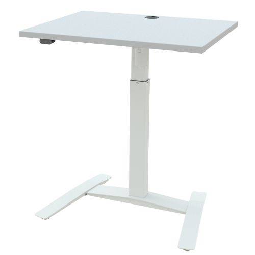 Conset 501-9 1-søjlet hæve/sænkebord, 80 x 60 cm, hvid melamin bordplade, hvidt stel