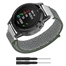 KUTEWEU Rem för Garmin Fenix 7/Fenix 6/Fenix 5, 22 mm nylonarmband justerbara sportremmar för Garmin Fenix 7 Solar/Fenix 7 Pro/Fenix 7 Sapphire Solar/Fenix 6 Pro Gps/Fenix 5 Plus, Nylon