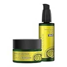 Naturlig kosmetisk harmoni - Pack Cream + Ansiktsserum Regenerator Helix Active - Anti-Ryngel - Fullständig vård Dag och natt - Med Miljövänlig Snigelslem - 50 ml + 30 ml