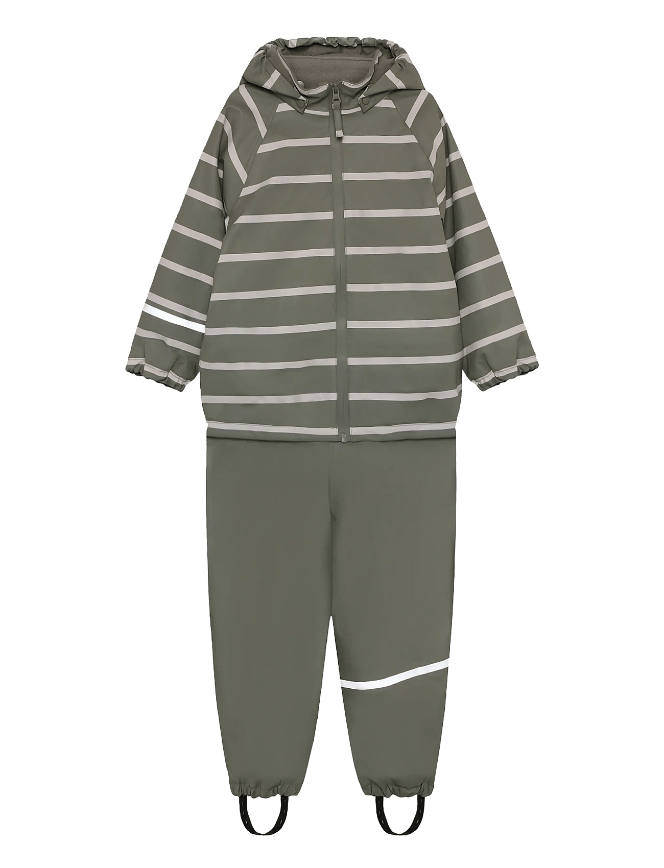 CeLaVi Rainwear Set - Aop, W. Fleece - Khaki green - 120