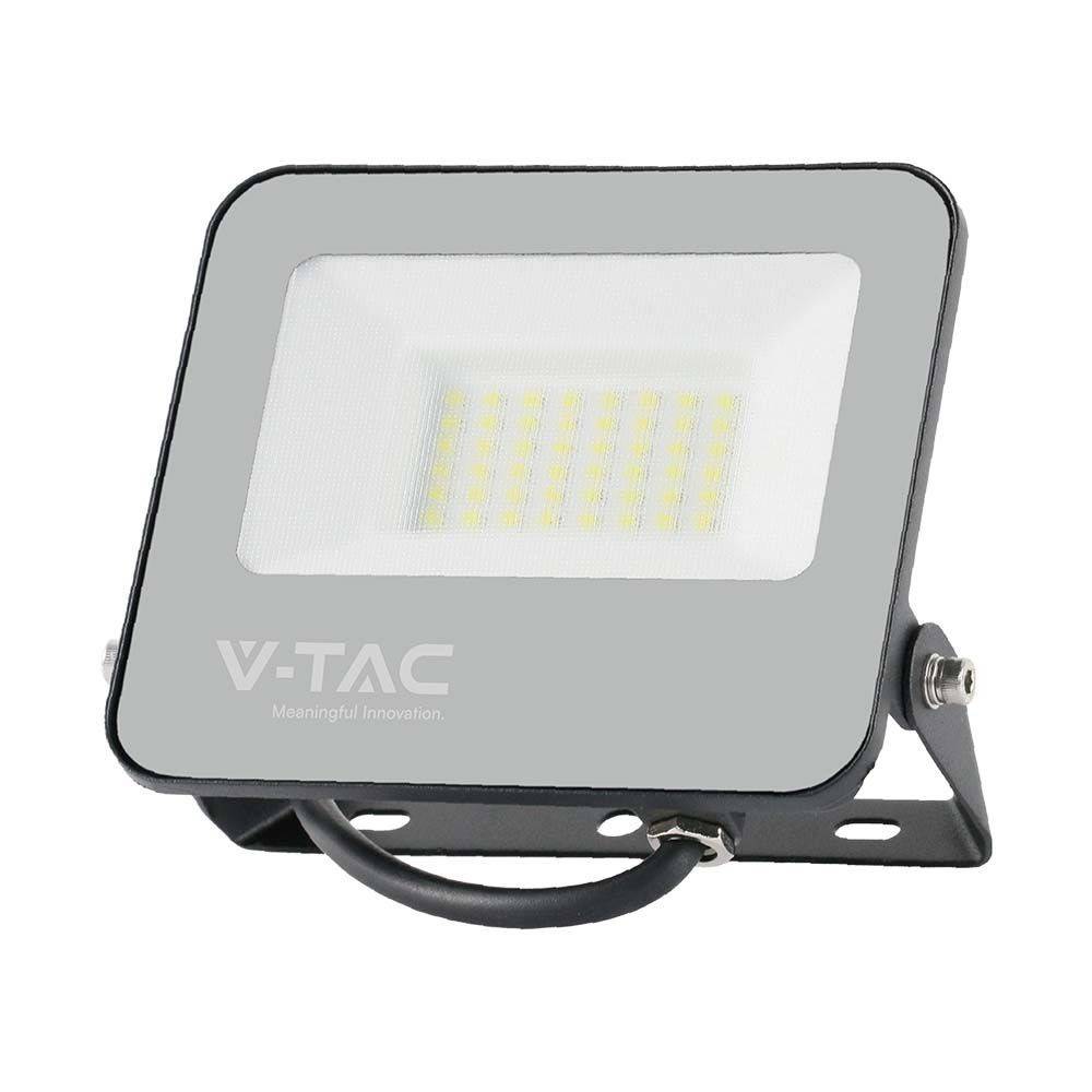 30W LED projektør - 6500K, sort hus, gråt glas, 160lm/W - Kulør : Kold