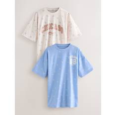 Next Blue/Ecru Chicago Print Nighties 2 Pack (3-16yrs)