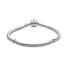 PANDORA Moments Schlangen-Gliederarmband mit Zylinderverschluss aus Sterling-Silber, kompatibel mit Charms und Anhängern aus der Moments Kollektion, Größe: 17cm