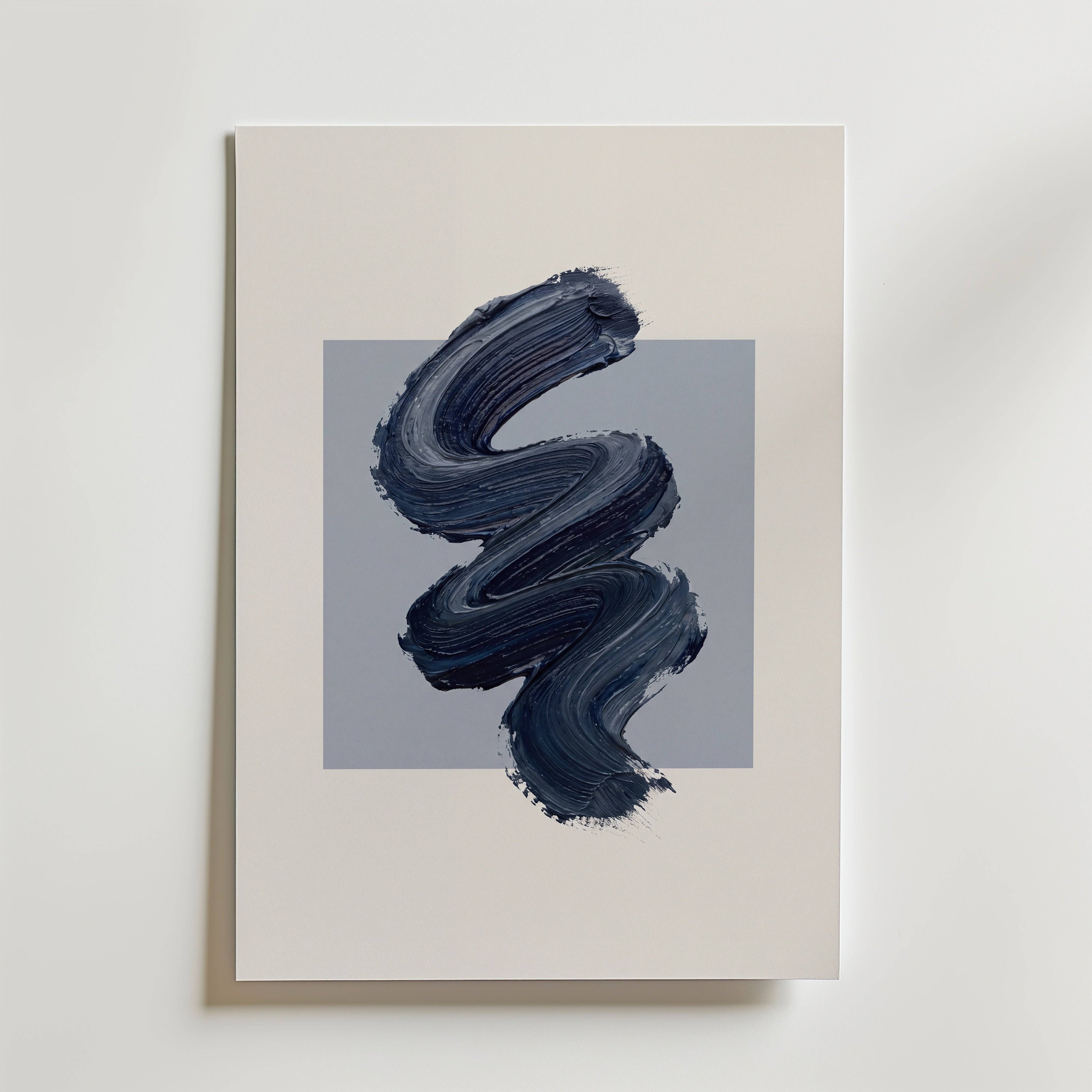 Navy Zigzag Poster - Fine Art Poster 40x50 cm Utan passepartout