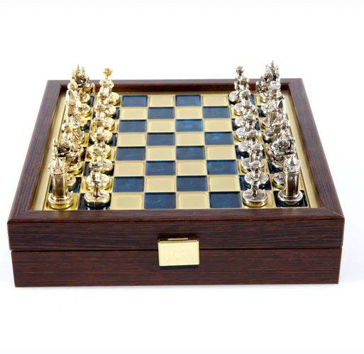 Byzantine Empire Metal Chess Set With 20cm Wooden Chessboard/Box Manopoulos
