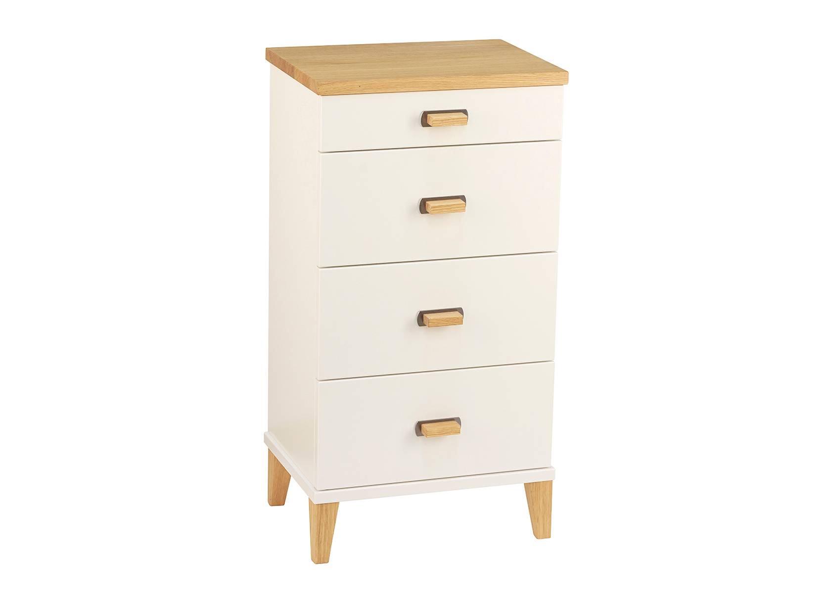 Dixi - Kommode med 4 skuffer og bredde 40 cm Hvid lak/ olieret eg