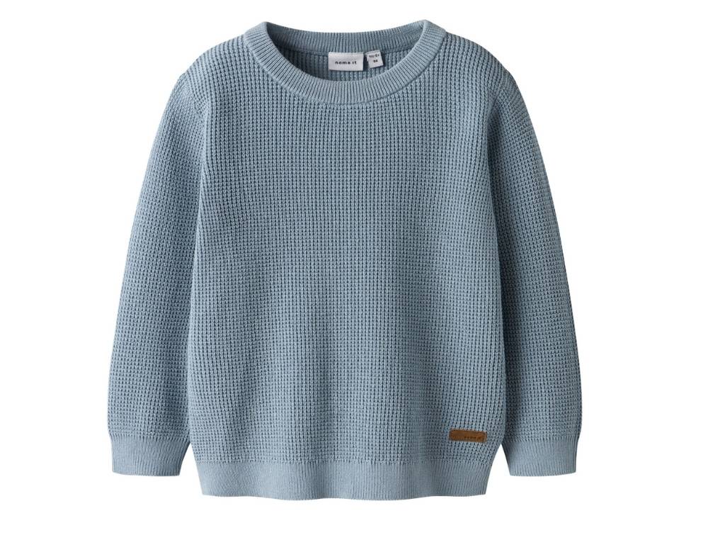 Name It Striktrøje Dusty Blue i Strukturstrik - Str. 6y 116cm
