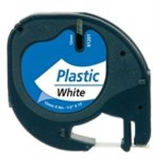 Dymo LetraTag Label Sort Tekst På Hvid Plastiktape (91201) 12mm × 4m (S0721610)