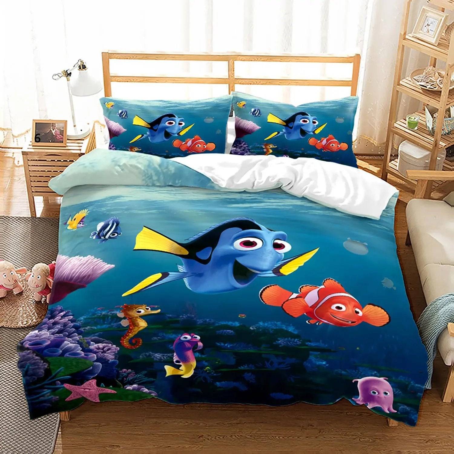Påslakan med Marin och Dory samt Nemos vänner, 210 x 240 cm