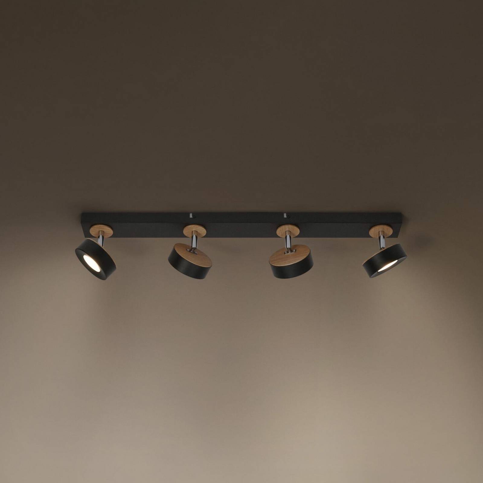 OSRAM LED-takspotlight PLUTO, svart, 4 spotlights, 3 000 K PLUTO, Svart, Vardagsrum / matsal, Metall