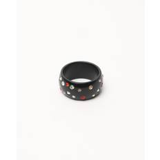 CHANEL Coco Mark Rhinestone Ring - Black (Size 51 cm)