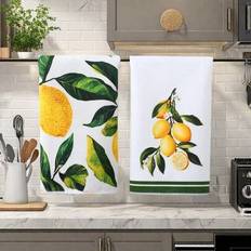 2 st citron kökshanddukar snabb torrrengöring skålhandduk, dekorativ kökshandduk citron köksdekoration för inflyttningspresenter middag, hem, bröllop, - Multifärgad (2 st)