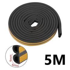 Självhäftande EPDM-tätningslist för dörrar och fönster - 5m, 9x6mm - Svart