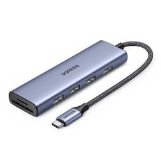 Ugreen 6i1 USB-C til HDMI / 3x USB-A 3.0 / SD / TF - Grå