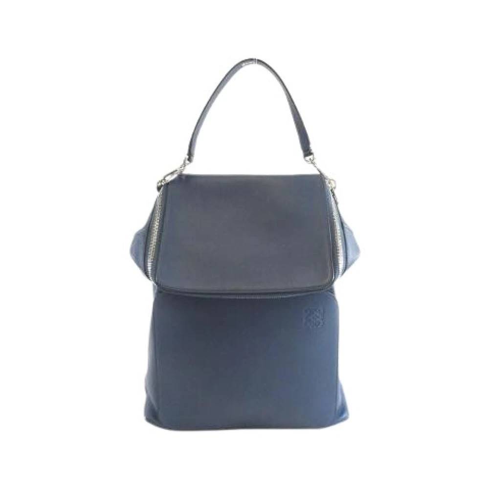 Loewe Pre-owned Pre-owned Goya Calf Backpack - Vintage - Dame - Blå - ONE SIZE - Uld