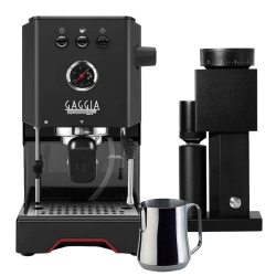 Gaggia Classic UP Sort Espressomaskine Inkl. Timemore Bricks Kværn 01S & Mælkekande 0,35L