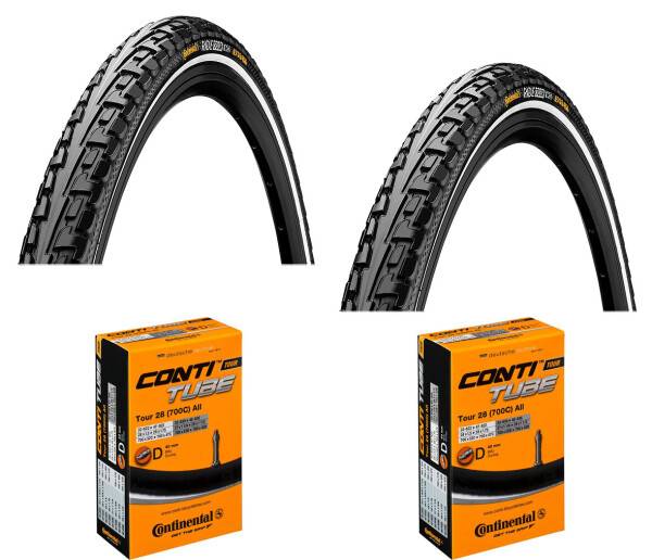 2 Däck + 2 Slangar Continental Ride Tour Svart 700x35C (37-622) Reflex dunlop ventil