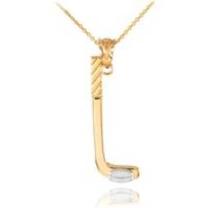 Men's Hockey Pendant Necklace in 9ct Gold - gold