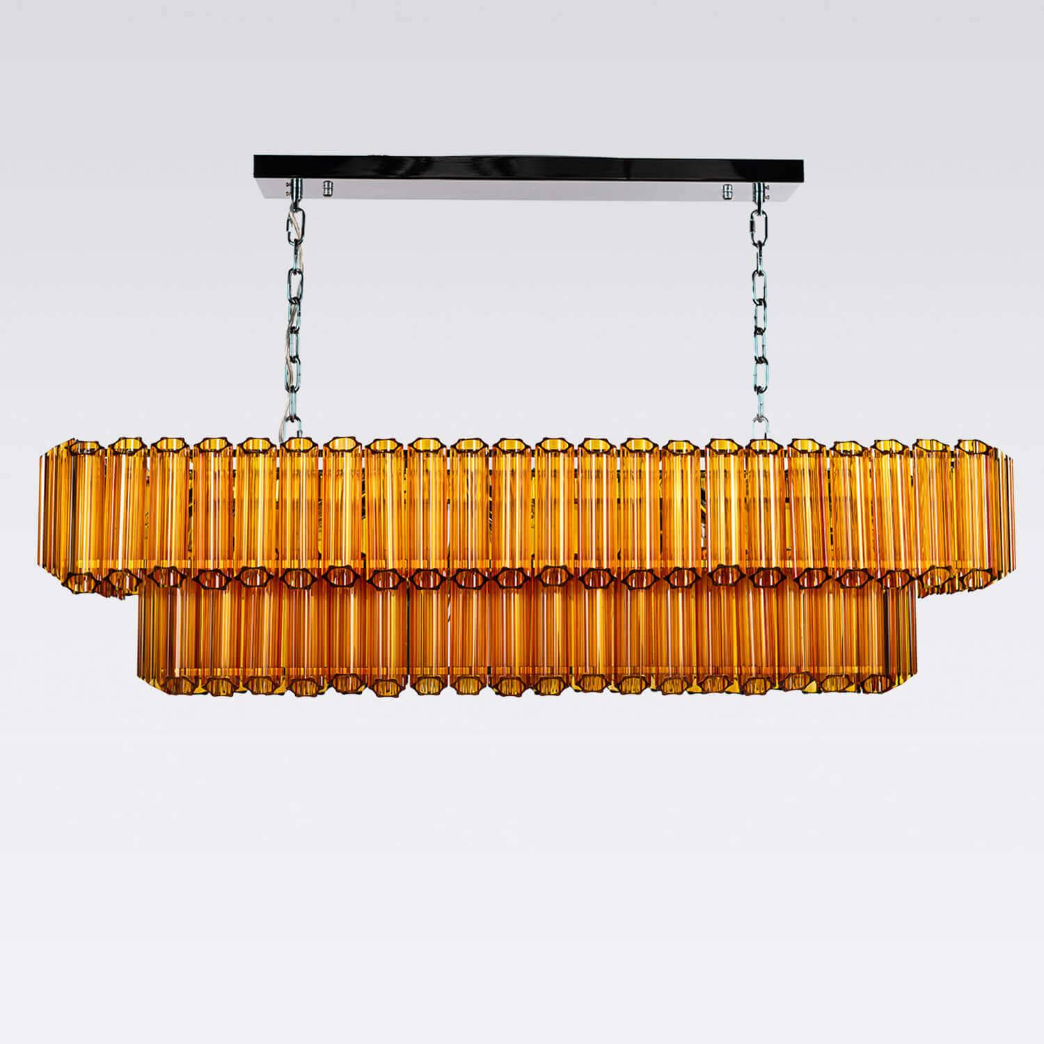 Avlång Kristallkrona 120cm Bärnsten/Krom - Verona | Taklampa | Vesani
