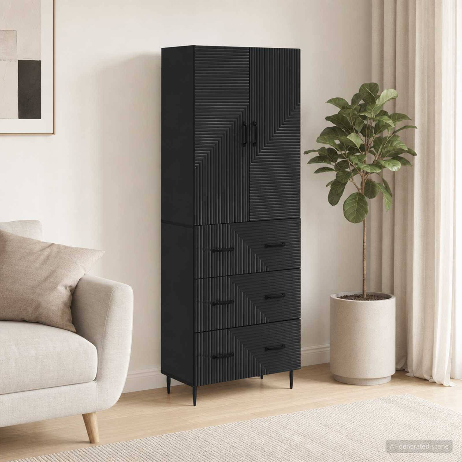 vidaXL Skab Sæt 2 stk. 66 x 34,5 x 90 cm Konstrueret træ Sort