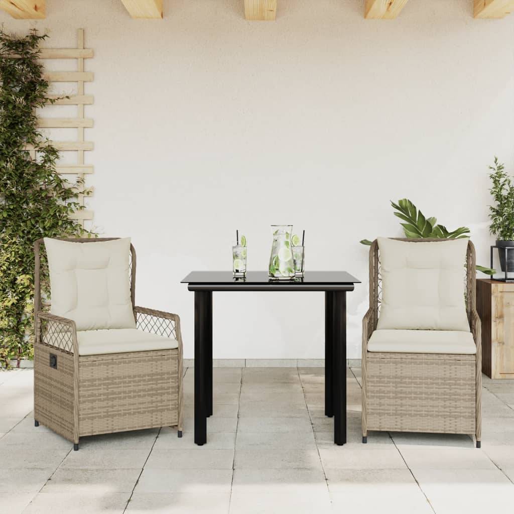Spisebordssæt Til Haven 5 Dele Med Hynder Polyrattan - 4 / beige og cremehvid / 80 x 80 x 74 cm