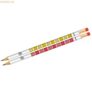12 x Eberhard Faber Bleistift '1x1' rund mit Tipradierer farbig sortie
